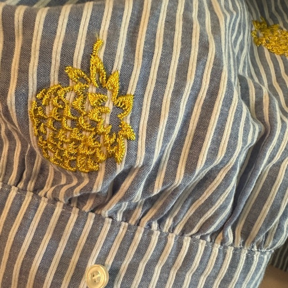 J. Crew Blue and White 3/4 Sleeve Wrap Blouse - Picture 9 of 9